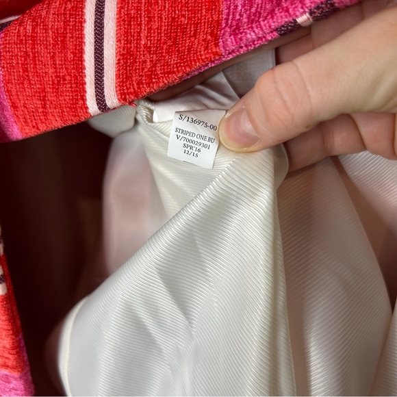 Banana Republic Pink Stripe Collarless Coat Blazer Size Small Petite - Picture 11 of 14